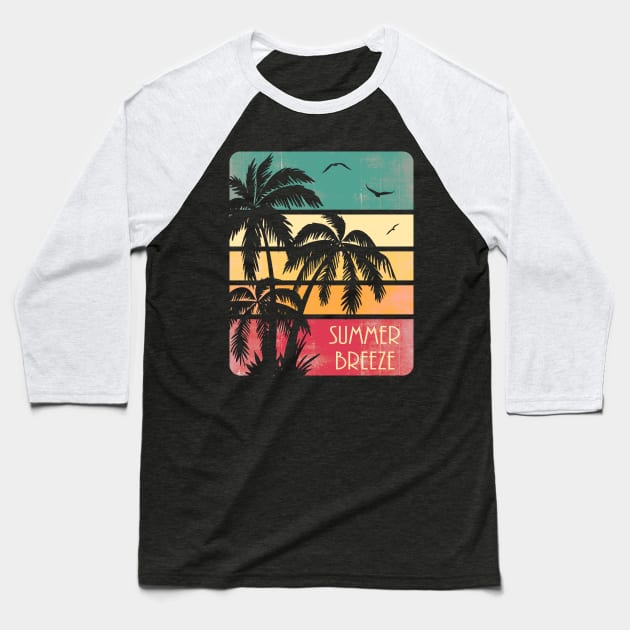 Summer Breeze Vintage Sunset Baseball T-Shirt by Nerd_art